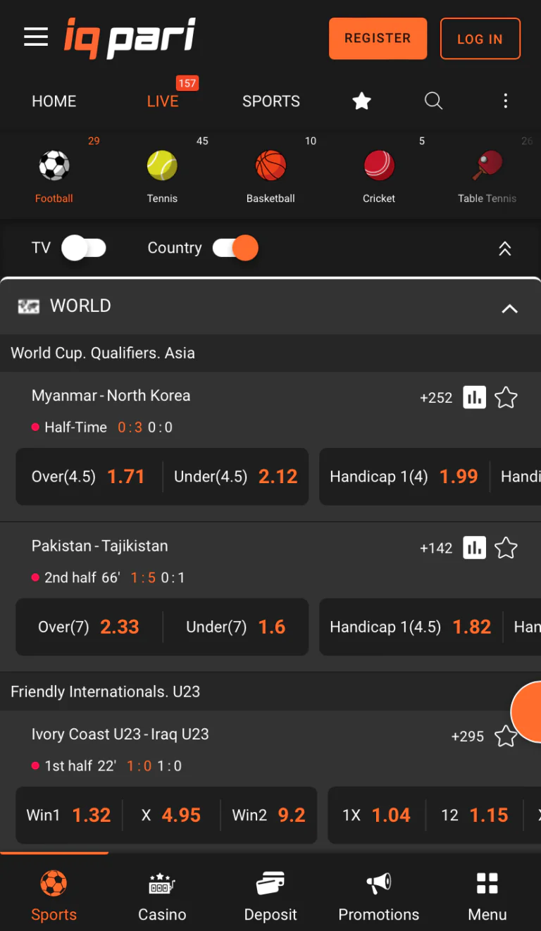 IQPari Sports Betting application interface